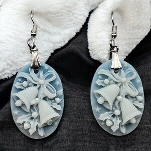 New Ceramic Christmas Bells Hook Fashion Earrings
